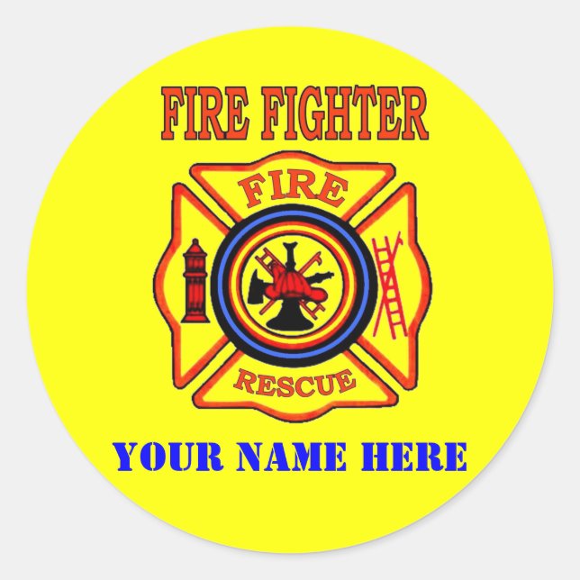FIRE FIGHTER CLASSIC ROUND STICKER (Front)