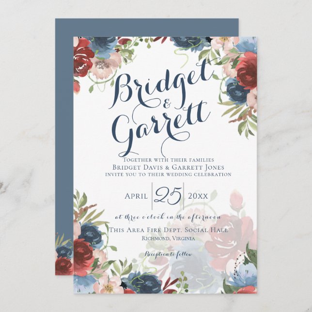 Fire Fighter Designer Text and Monogram Invitation (Front/Back)