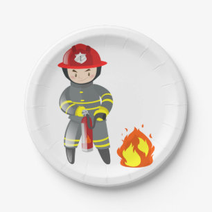 Fire Fighter Extinguisher Paper Plate
