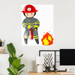 Fire Fighter Extinguisher Poster
