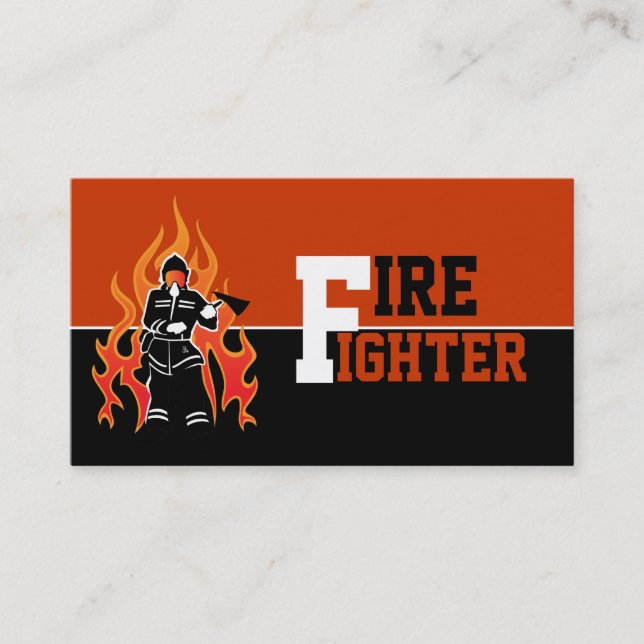 Fire fighter/fireman eye catching business cards (Front)