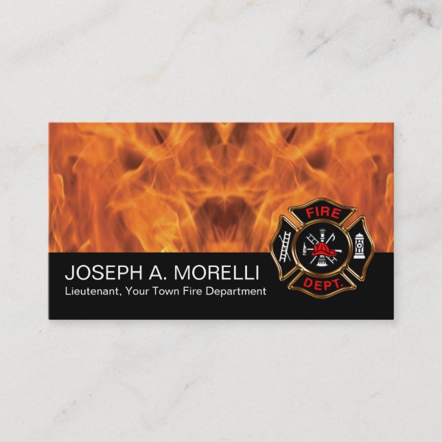 Fire Fighter Fireman Fire Symbol | Flames Business Card (Front)
