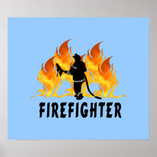 Fire Fighter Flames Poster
