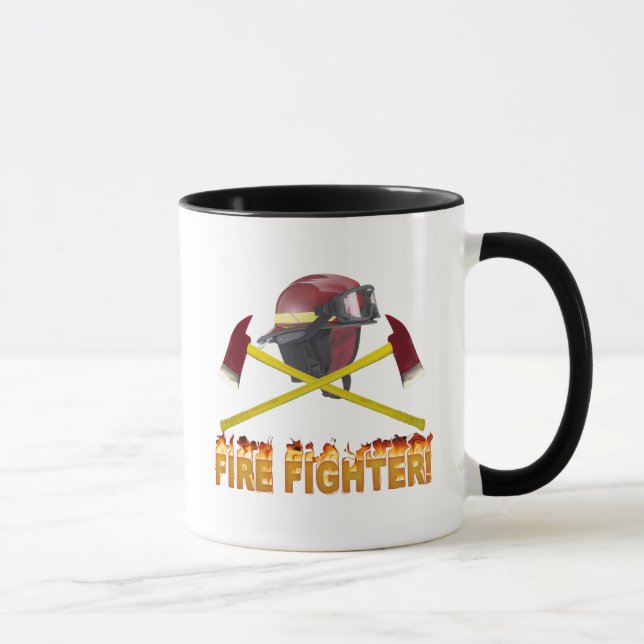 FIRE FIGHTER GEAR LOGO FLAMING TEXT MUG (Right)