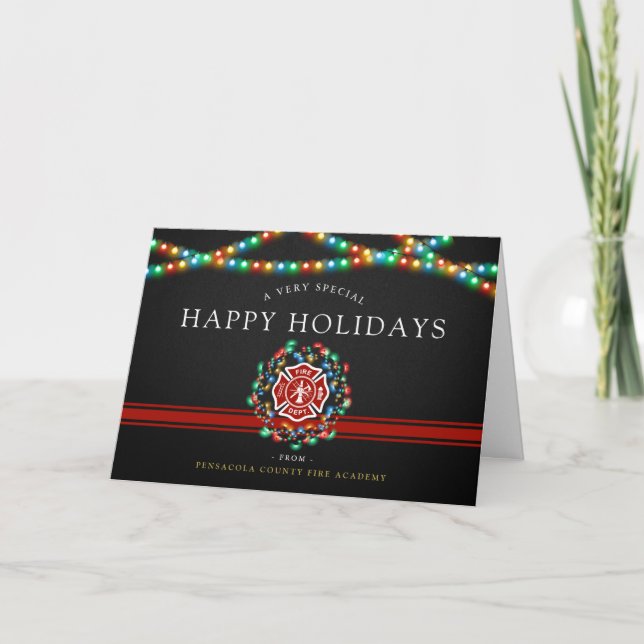 Fire Fighter Happy Holidays | Christmas Custom Holiday Card (Front)