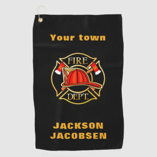 Fire Fighter Helmet Golf Towel