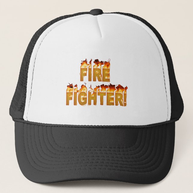 FIRE FIGHTER in Flames Trucker Hat (Front)