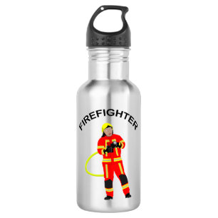 Fire fighter in red use clothing stainless steel 532 ml water bottle