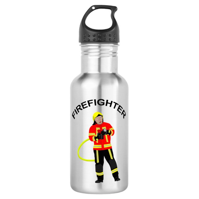 Fire fighter in use clothing stainless steel bottl 532 ml water bottle (Front)