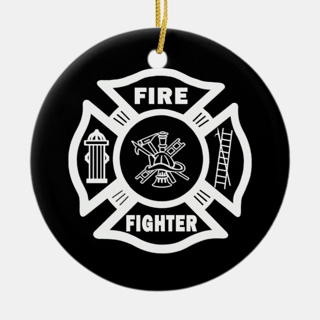 Fire Fighter Maltese Ceramic Ornament (Front)