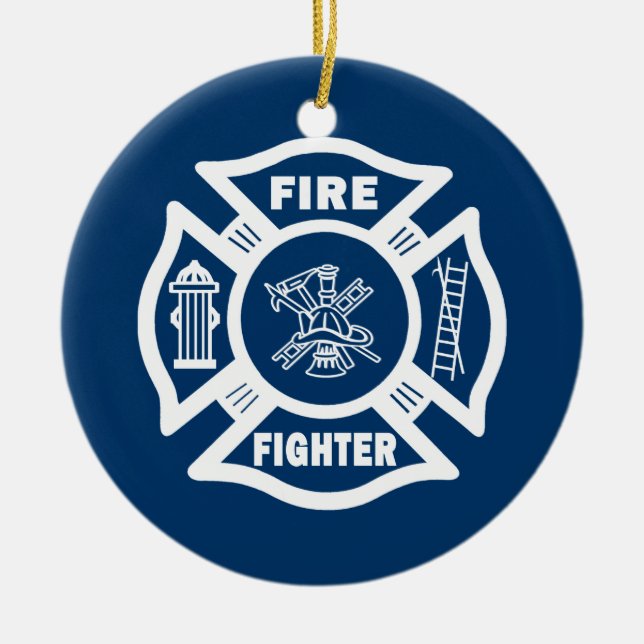 Fire Fighter Maltese Ceramic Tree Decoration (Front)