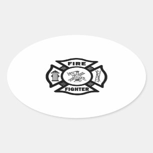 Fire Fighter Maltese Oval Sticker