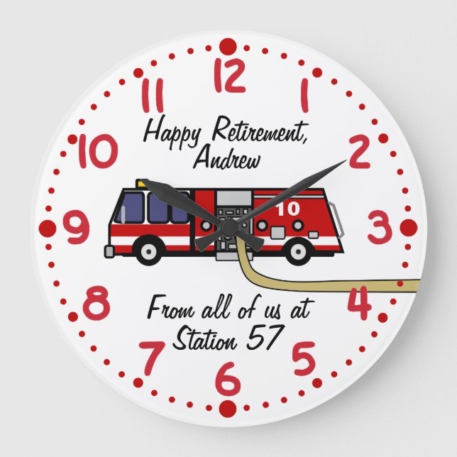Fire Fighter Retirement Gift Custom Name Clock (Front)