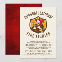 Fire Fighter Retro | Graduation Party Invite