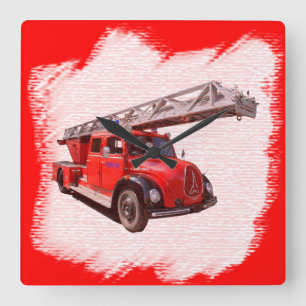 fire-fighter square wall clock