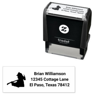 Fire Fighter With Axe | Name and Return Address Self-inking Stamp