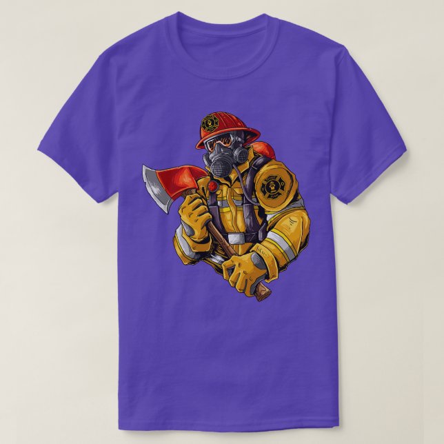 Fire Fighter With Axe  T-Shirt (Design Front)