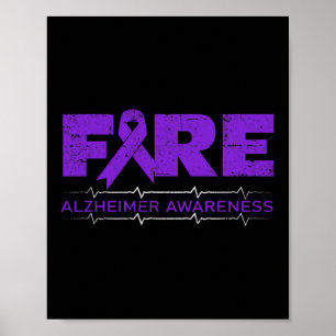 Fire Fighters Wear Purple - Heimerheimer Awareness Poster