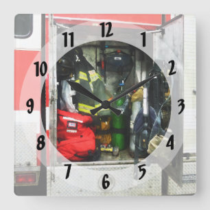 Fire Fighting Gear Square Wall Clock