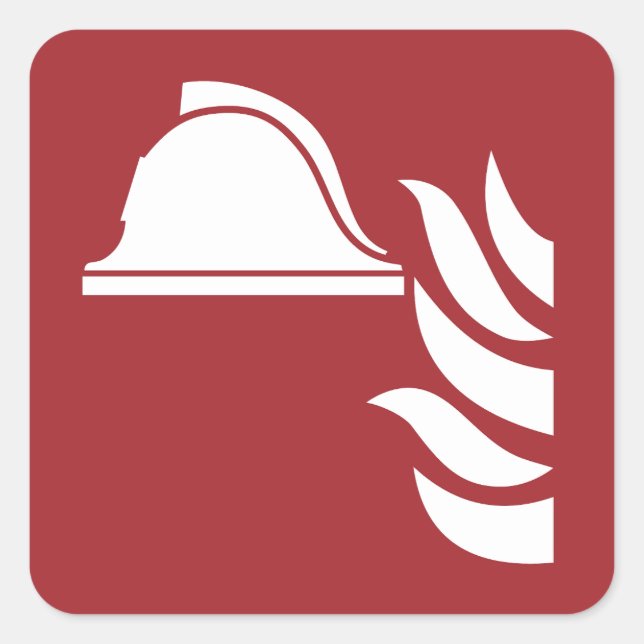 Fire Fighting Helmet Safety Sign Square Sticker (Front)