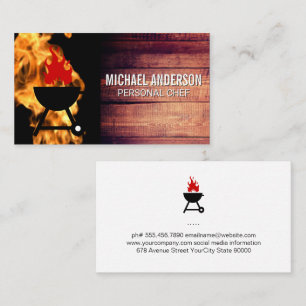Fire Flame   Chef BBQ Logo   Restaurant Business Card