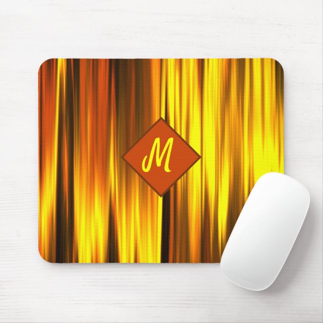 Fire Flame Colour of Red Yellow Monogram Mouse Pad (With Mouse)