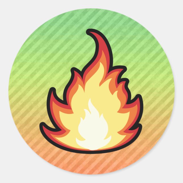 Fire Flame design Classic Round Sticker (Front)