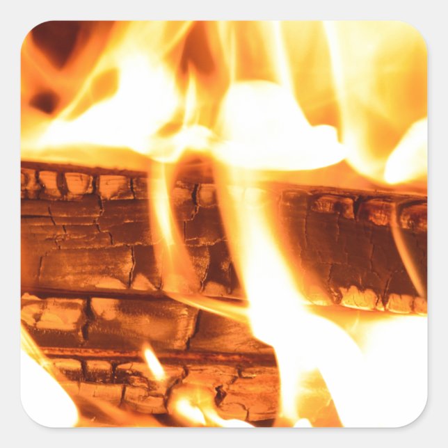 Fire flame design square sticker (Front)