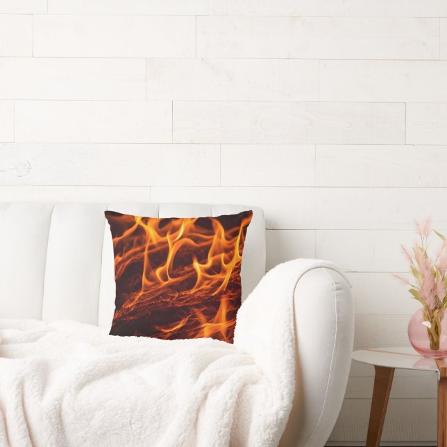 Fire flame macro  in fireplace cushion (Couch)