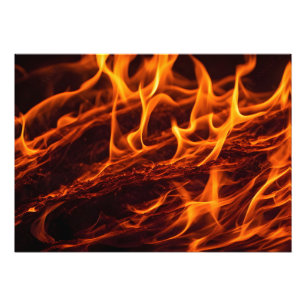 Fire flame macro  in fireplace photo print