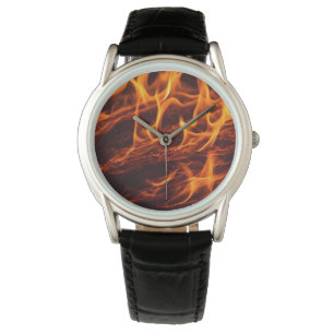 Fire flame macro in fireplace watch