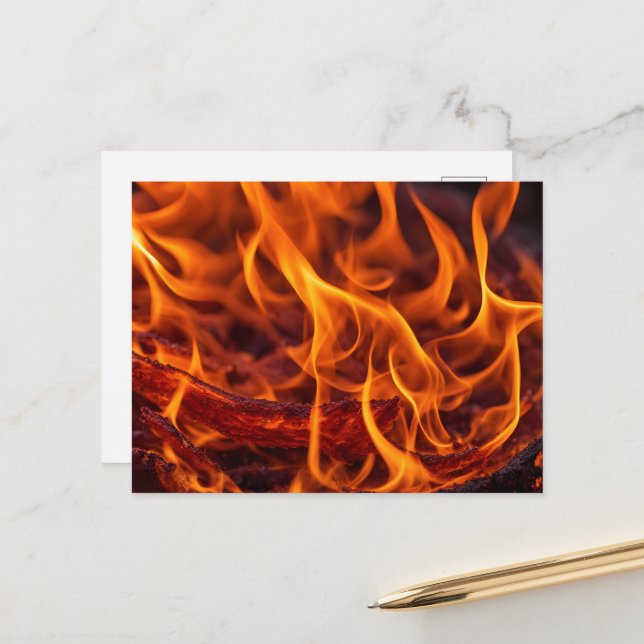 Fire flame macro  postcard (Front/Back In Situ)