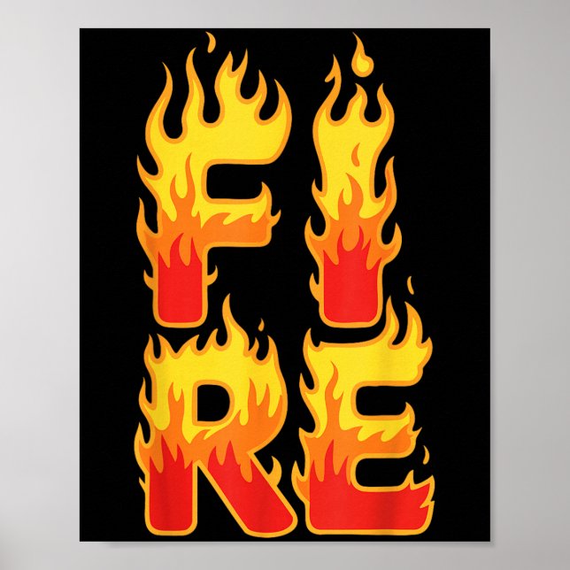 Fire Flame Shirt Adult Kids Men Women Fire And Ice Poster (Front)