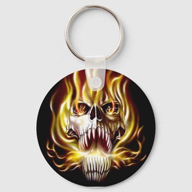 fire-flame-skull-evil key ring (Front)