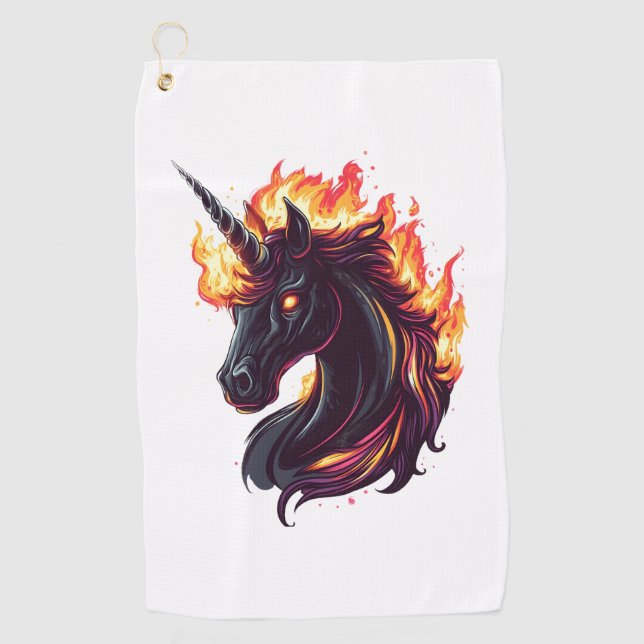 Fire & Flame Unicorn (1) Golf Towel (Front)