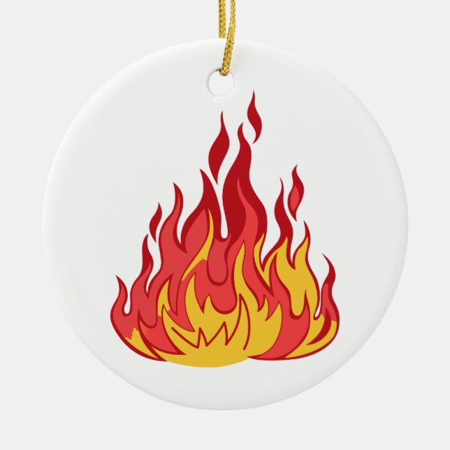 Fire Flames Ceramic Ornament (Front)