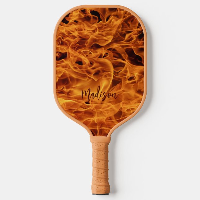 Fire Flames custom name Pickleball Paddle (Front)