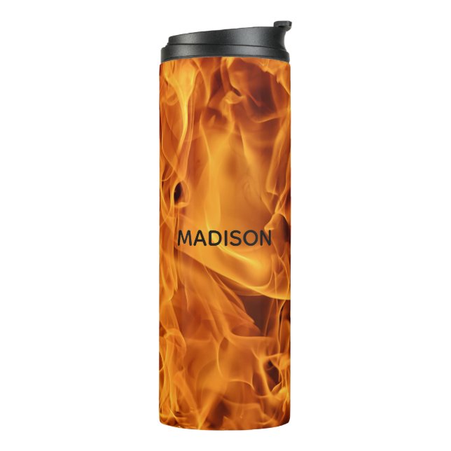 Fire Flames custom name tumbler (Rotated Left)
