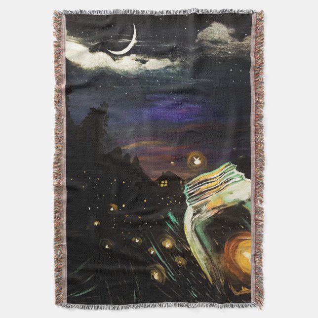 Fire Fly Sky Throw Blanket (Front Vertical)