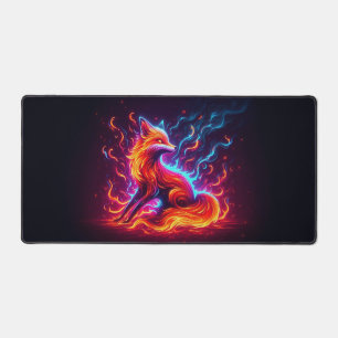 Fire Fox, Eye-Catching Neon Animals Desk Mat