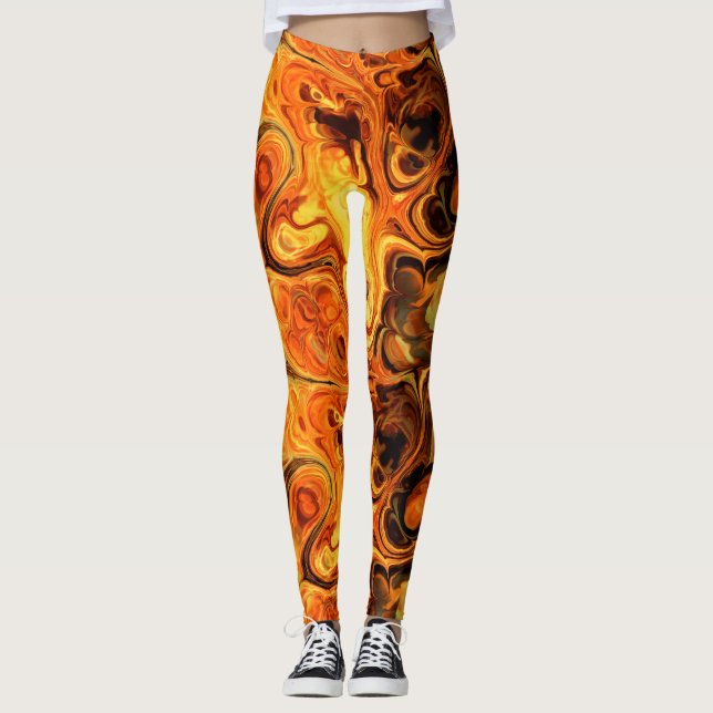 Fire Fractal Art 9-10 Image Options Leggings (Front)