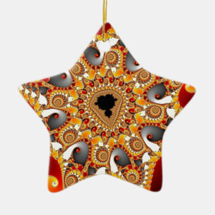 Fire fractal ceramic ornament