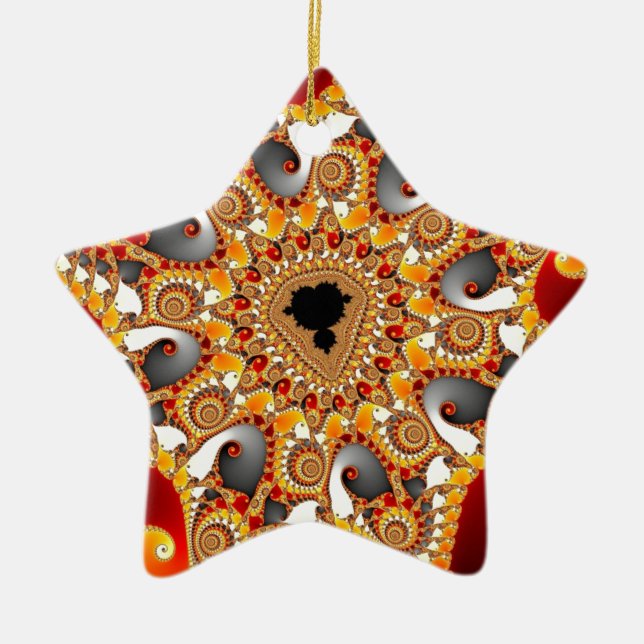 Fire fractal ceramic ornament (Front)