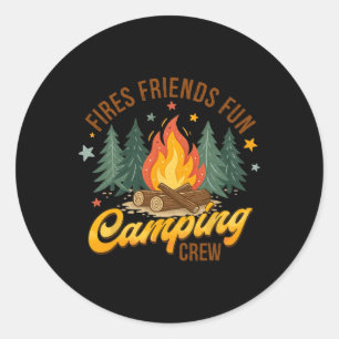 Fire Friends Fun Camping Crew Summer Camper Camfir Classic Round Sticker