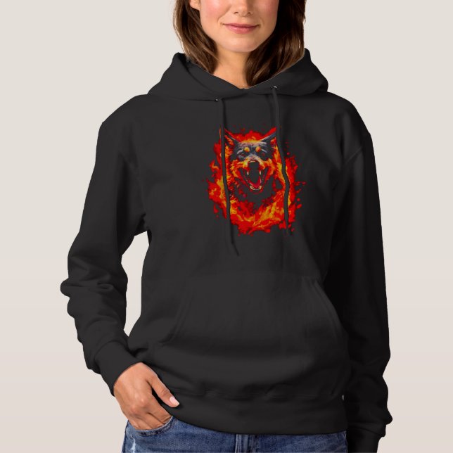 Fire German Shepherd Dog Hoodie (Front)