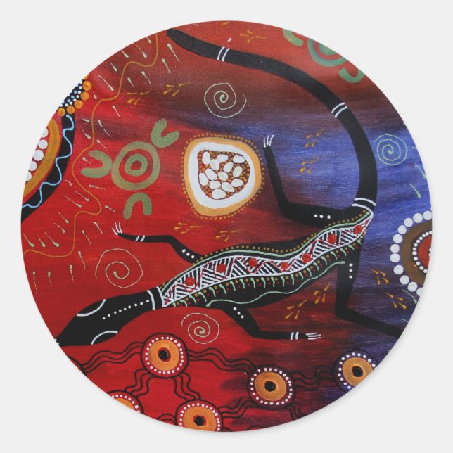 Fire Goanna Dreaming Classic Round Sticker (Front)