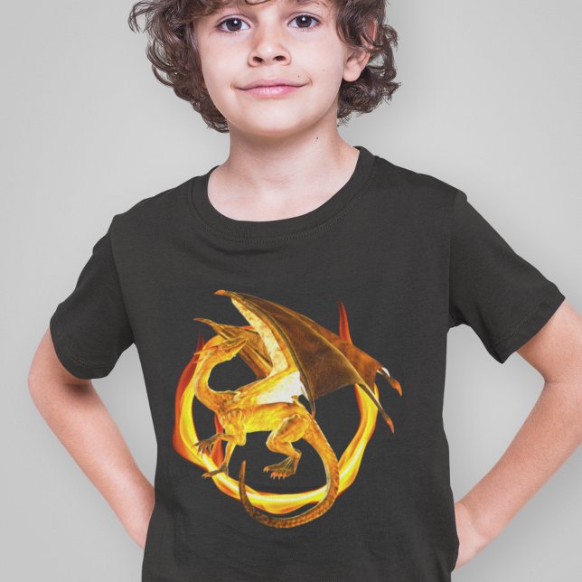 Fire Gold Flame Dragon Magical Fantasy T-Shirt (Creator Uploaded)