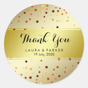 Fire Gold Glitter Thank You Wedding Confetti Classic Round Sticker