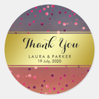 Fire Gold Glitter Thank You Wedding Confetti Classic Round Sticker