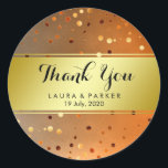 Fire Gold Glitter Thank You Wedding Confetti Classic Round Sticker<br><div class="desc">Gold plated glitter design to say thank you in a beautiful way is attractive and traditional in vintage style.</div>